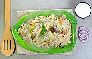 Vegetable biriyani and raita