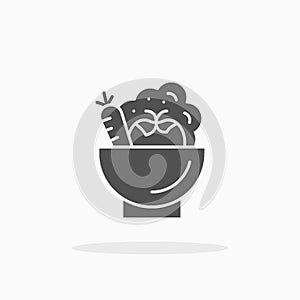 Vegetable Bowl icon. Solid or Glyph Style