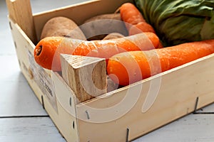 Vegetable Box of Potaoes, carrots and greens