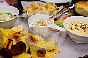 Vegetable chips and different dips