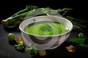 Vegetable Cream Soup, Potato Onion Creamy Dinner, Broccoli Bouillon, Abstract Generative AI Illustration