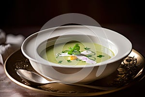 Vegetable Cream Soup, Potato Onion Creamy Dinner, Broccoli Bouillon, Abstract Generative AI Illustration