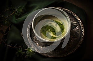 Vegetable Cream Soup, Potato Onion Creamy Dinner, Broccoli Bouillon, Abstract Generative AI Illustration