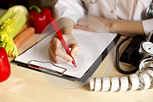 Vegetable diet nutrition and medication concept. Nutritionist of