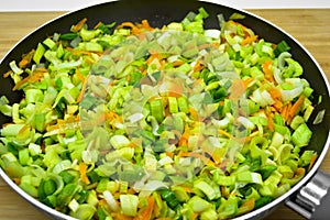 Vegetable dinner in teflon pan