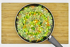 Vegetable dinner in teflon pan