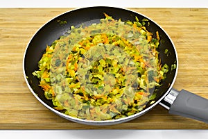 Vegetable dinner in teflon pan