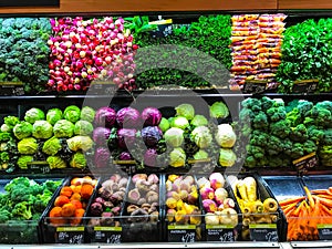 Vegetable Farm Produce on Store Grocery Shelves