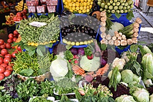 Vegetable Farm Produce on Store Grocery Shelves