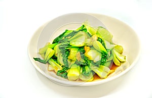 Vegetable food menu, stir-fried Bok Choy vegetable with oyster sauce