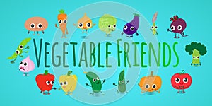 Vegetable friends concept banner, cartoon style