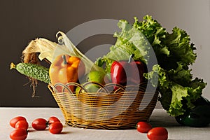 Vegetable and fruits in basket photo