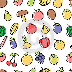 Vegetable and fruits organic food seamless pattern vector