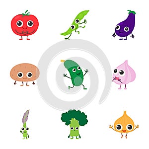 Vegetable garden mix icons set, cartoon style