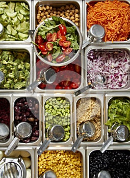 Vegetable Group Salad Bar Preparation