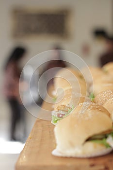 Vegetable hamburger serve for breakfast