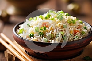 vegetable healthy dinner rice food chinese meal fried rice eat asian. Generative AI.