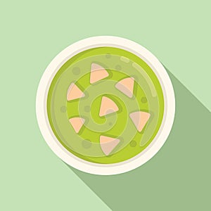 Vegetable hot cream soup icon flat vector. Dining spoon