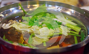 Vegetable in hot pot, Dinner time