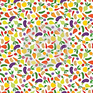 Vegetable icon seamless pattern. Healthy food ingredient backgro