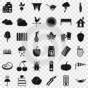 Vegetable icons set, simple style