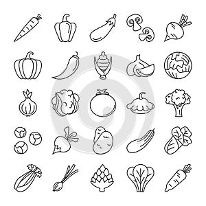 Vegetable icons vector set. Collection of products