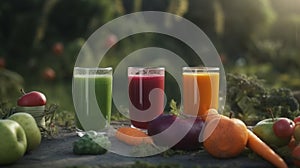 Vegetable juice on vegetable orchard