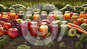 Vegetable juice on vegetable orchard