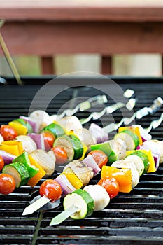 Vegetable kabobs on the grill