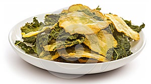 vegetable kale chips. Homemade Green Kale Chips with Vegan Cheese. AI Generative