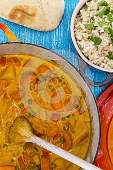 Vegetable korma curry with rice