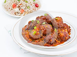 Vegetable Manchurian and Fried Rice