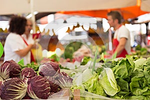 Vegetable market stall.