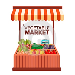 Vegetable Market Vector. Natural Eco Healthy Product. Isolated Flat Cartoon Illustration