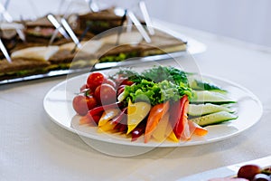 Vegetable mix, beautifully served on white plate