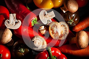 vegetable mix on black