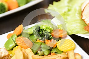 A vegetable mix - carrot, broccoli, beans