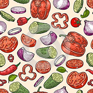 Vegetable mix colorful seamless pattern