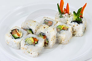 Vegetable mix. Japanese rolls for vegetarians