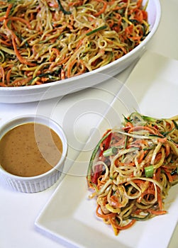 Vegetable Noodle Salad Peanut Sauce vertical