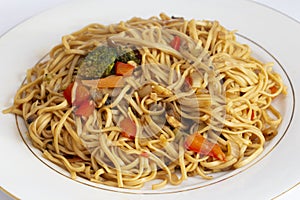 Vegetable noodles dinner plate