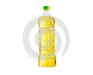 Vegetable oil glass bottle isolated on white background with clipping path, organic healthy food for cooking