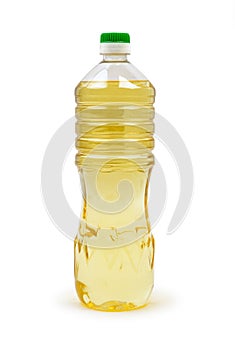 Vegetable oil in plastic bottle isolated