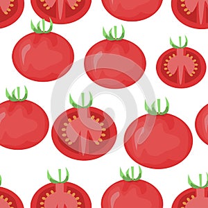 Vegetable organic food ripe sliced tomato seamless pattern vector illustration. seamless pattern with tomato