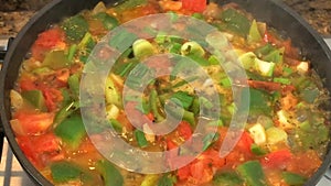 Vegetable pan with pepper and tomatoes