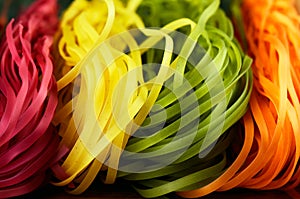 Vegetable pasta close-up on a full frame horizontal