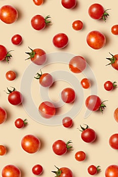 Vegetable pattern with ripe fresh organic cherry tomatoes.