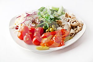 Vegetable plate with mushrooms