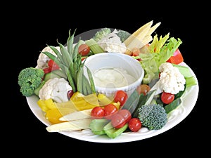 Vegetable platter, isolated, with clipping path