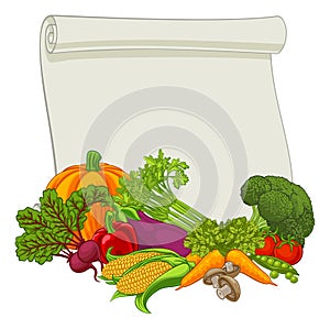 Vegetable Produce Food Scroll Background Cartoon